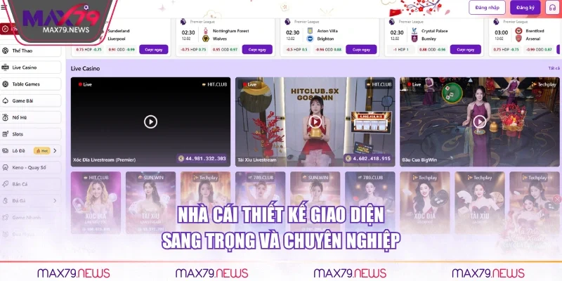 Nhà cái thiết kế giao diện sang trọng và chuyên nghiệp